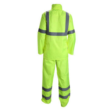 Ansi hi vis rekaman jas hujan dengan saku