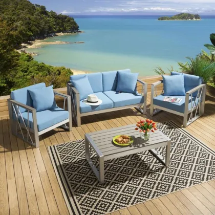 King Patio Sofa: Royal Blue Modern Outdoor Garden Furniture Set
