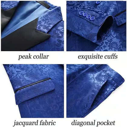Wholesale Custom Made Blue Best Brands Wedding Men's Suits 3 Pieces men's suits & blazer