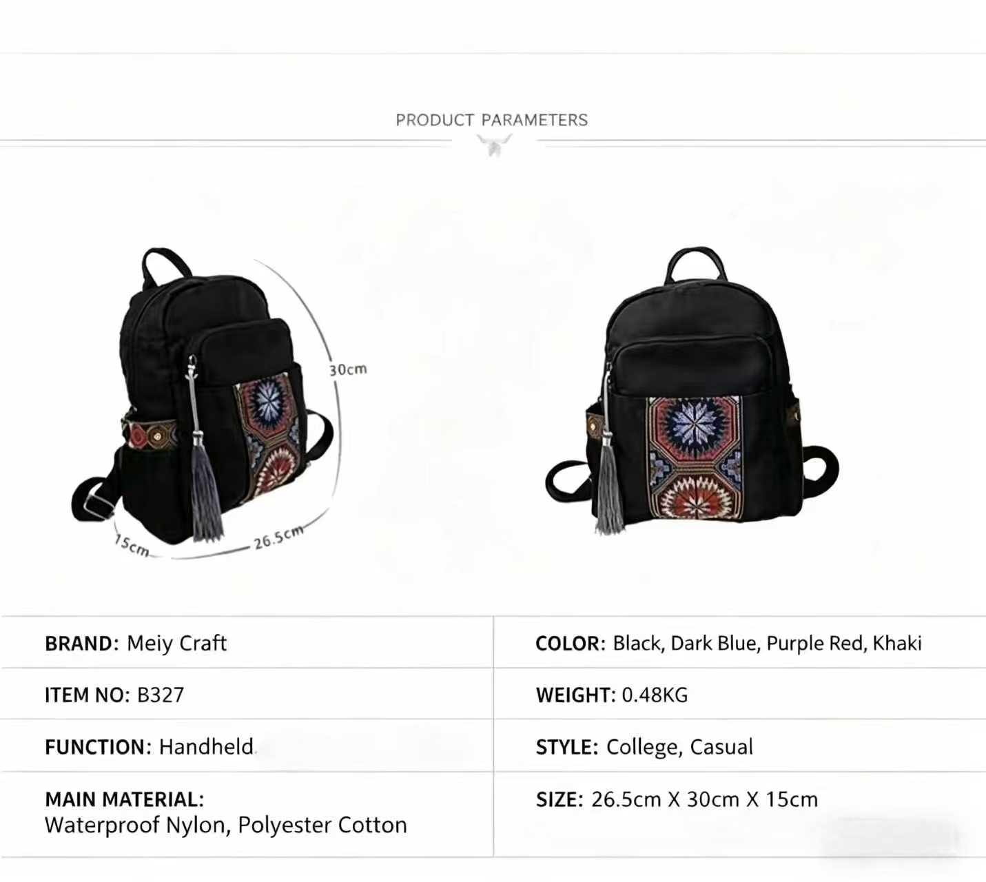 Embroidered Backpack