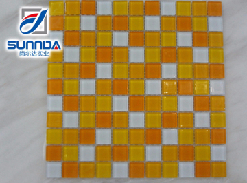 Sunnda 30x30 orange yellow white all in stock crystal glass mosaic tile