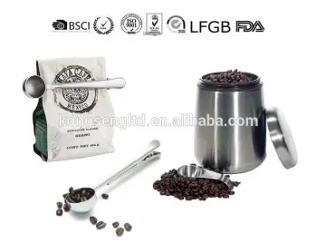 Stainless Steel Coffee Scoop and Tea Scoop with Integrated Bag Clip
