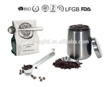 Stainless Steel Coffee Scoop and Tea Scoop with Integrated Bag Clip