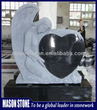 monument angle engraving with heart black granite