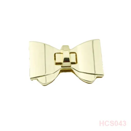 Shiny Gold Tie Bow Shaped Leather Bag Lock Factory Supply