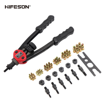 HIFESON Rivet Nuts Guns Hand Threaded Rivet Nuts Guns with Nuts Double Insert Manual Riveting Tool for M3/M4/M5/M6/M8/M10 Nut