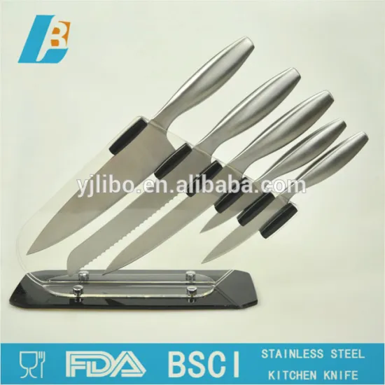 5 pcs hot selling stainless steel knife set with acrylic block