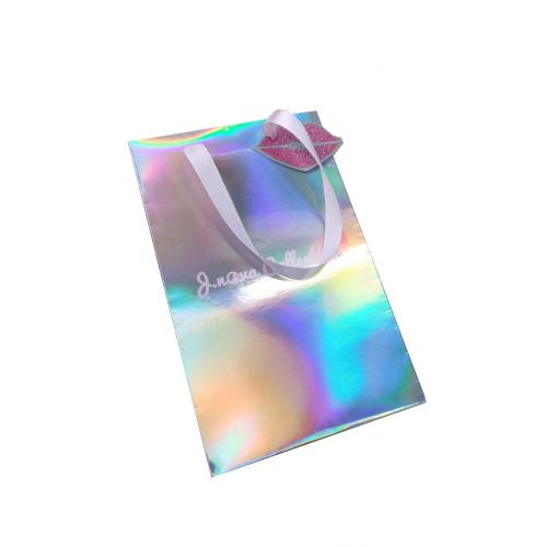 Hologram Paper shopping bag with handle foil logo