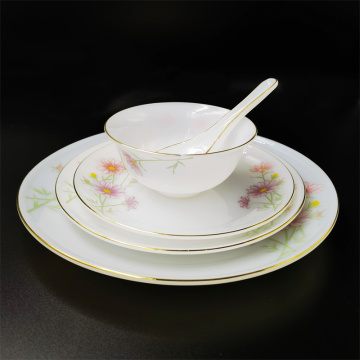 Home White Opal Glass Gold Side Bowl Set