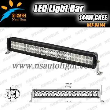 2013 Hot sale 20 inch led light bar, offroad 144w cree bar light led