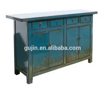 antique reproduction solid wood sideboard buffet blue