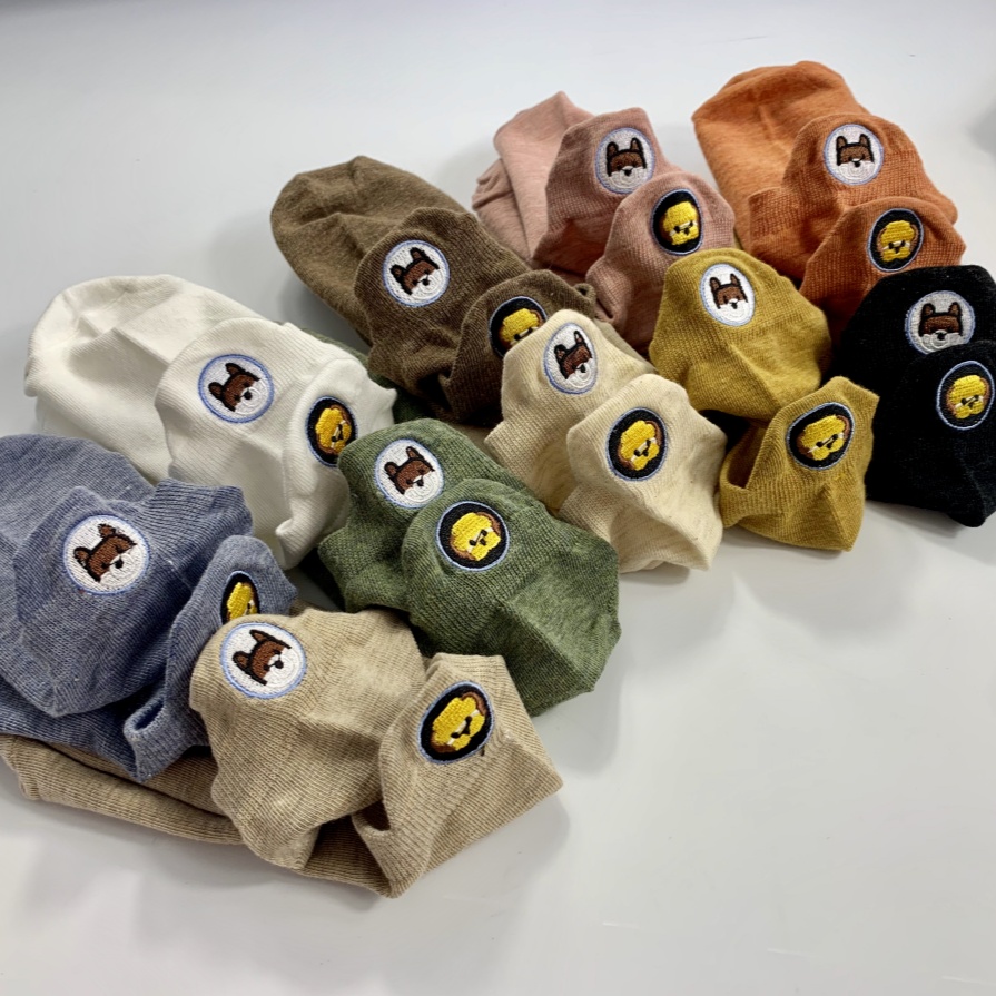 Koleksyon ng Dog Head Embroidered Boat Socks