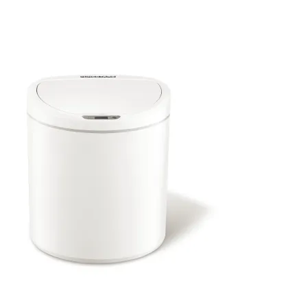 8L Bathroom Waterproof PP White LED Induction Trash Can