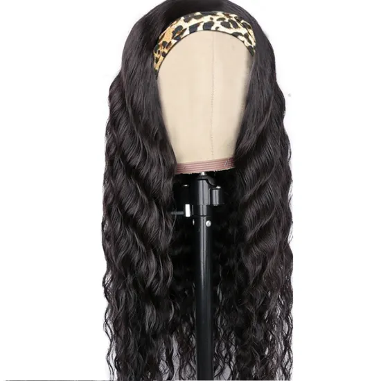 natural color loose deep wave Human Hair Wig headband wig for Black Women ice silk Wig black Hair extension