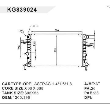 auto radiator car:OPEL ASTRAG 1.4/1.6/1.8 OEM:1300.196