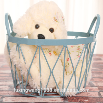 Modern Blue S Iron Wire Net Book Fruit Sundries Storage Basket Multifuction Iron Craft Home Store Decoration Gift Photo Prop