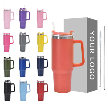 40 Oz Stainless Steel Tumbler with Handle and Straw Lid for Custom Sublimation