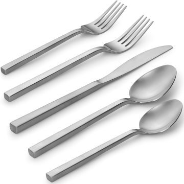 Alata Cube 20-Piece Forged Silverware Set Stainless Steel Flatware Set