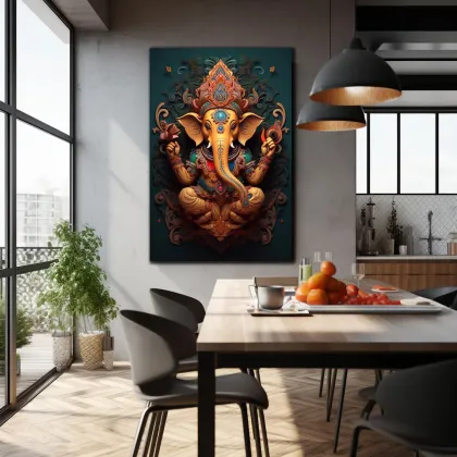 Indian Decorative Wall Paintings: Ganesha Portrait Posters, Prints, and Modern Canvas Art