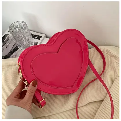 Women PU Leather Shoulder Bag Heart Solid