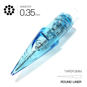 WJX Tattoo Cartridges Needles 0.35MM Round Liner Taper 5MM Box of 20