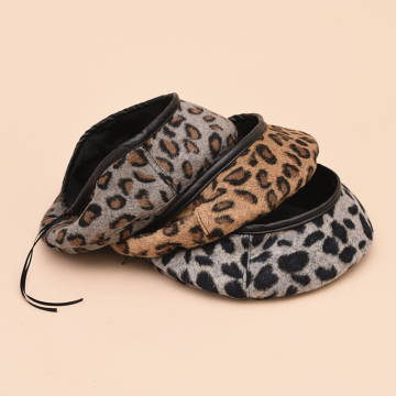 Elegant Leopard Warm Suede Spring Autumn Winter Beret Women French Artist Beanie Beret Hat for Women Beret Hat