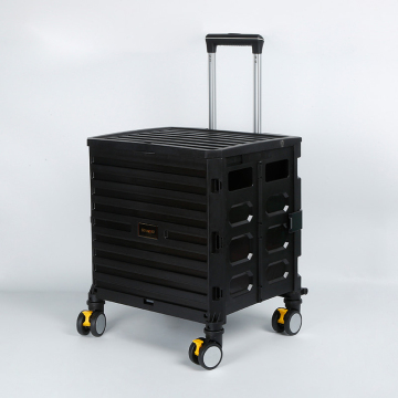 Portable 4-Wheel Folding Plastic Luggage Shopping Hand Cart - Compact and Easy to Use