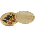 RUBBER WOOD CHEESE BOARD AND KNIFE SET