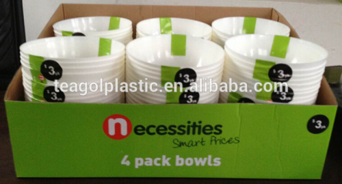 Bowls PP 4PACK (White color) in display box packing #TG1003EG