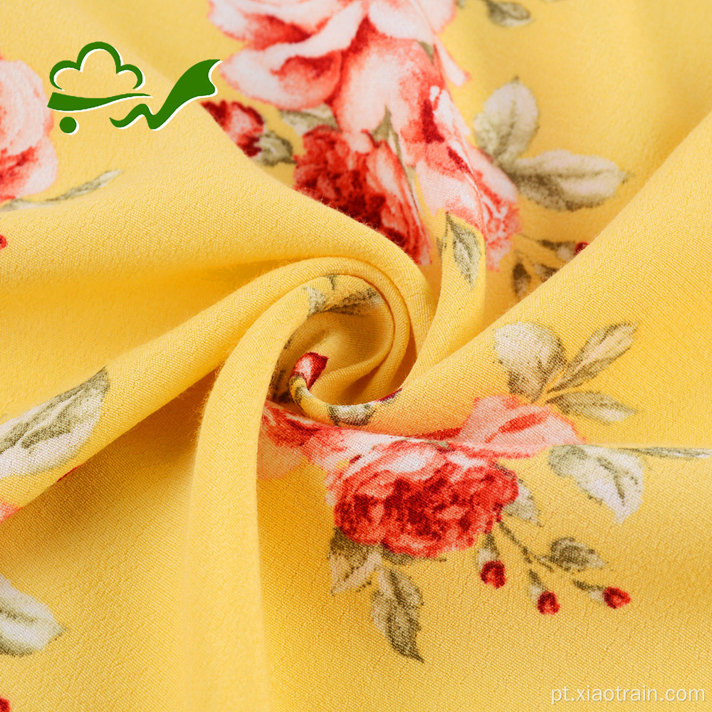 Tecido de raiom de viscose crepe estampado com flores