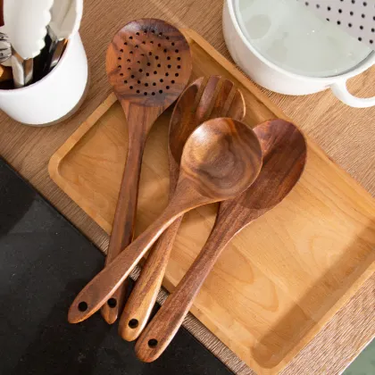 Teak Wooden Kitchen Utensil Set - Reusable Household Cozinh Chin Juego De Utensilios De Cocina Utensils