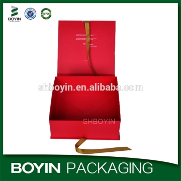 Nice looking promotional custom cardboard foldable box with ribbon