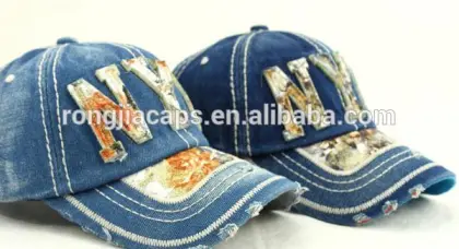 0918157 custom washed distress denim cap hat