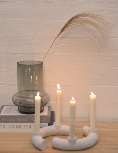 White Cement Advent Candle Holder For Christmas