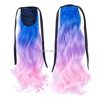 Alileader Wholesale Colors Ombre Rainbow Ponytail Body Wave Pony Tail Clip In Hair Piece For Hair Extension