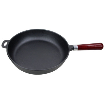 Cast Iron Frying Pan Skillet Set: Sizes 10", 11", 12", 24cm, 26cm, 28cm, 30cm with Wooden Handle - Pre-Seasoned Round Cookware