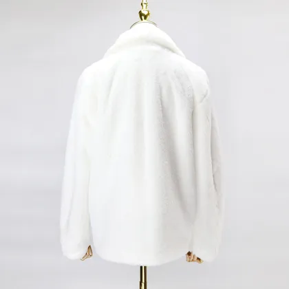 Beige faux fur coat elegant