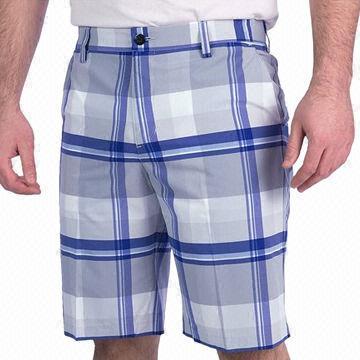 Men's Woven Plaid Polyester Shorts Light-weight Fabric