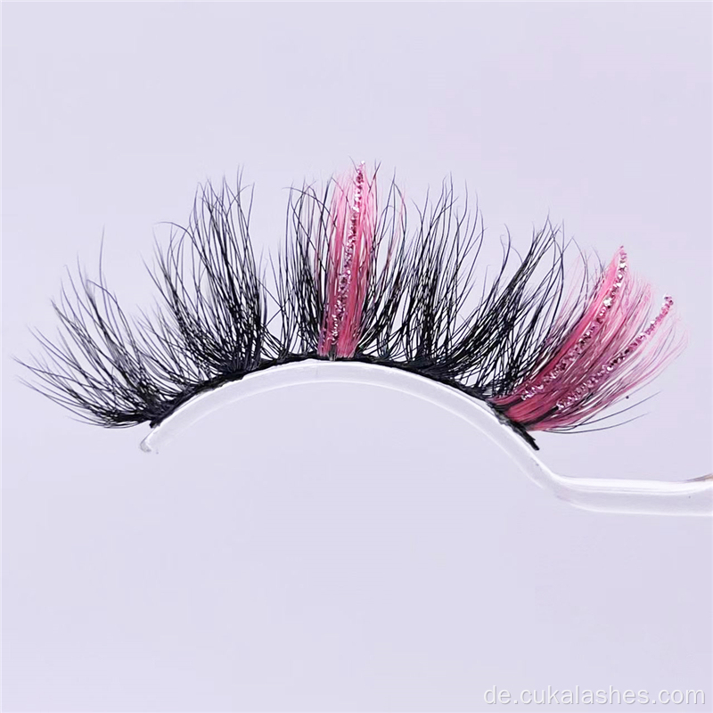 Full Strip Pink Sparkle gefälschte Wimpern mit Glitzer