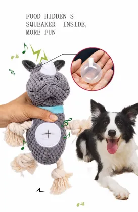 Plush Pet Toy Rhino Squeaky