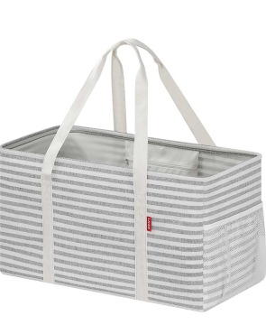 Vertical Oversized Practical Handbag With Metal Wire Frame