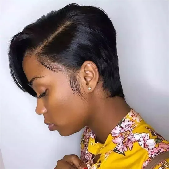 13x4 Lace Frontal Human Hair Wig 180% Density Wholesale Factory Price Natural Color Pixie Cut Short Straight Bob Wig For Women