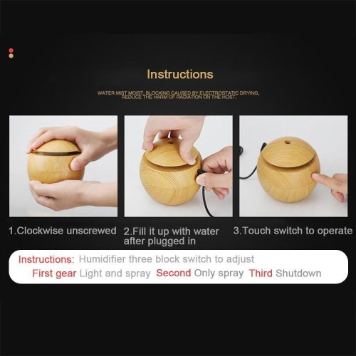 130ml LED Aroma Ultrasonic Humidifier USB Oil Diffuser
