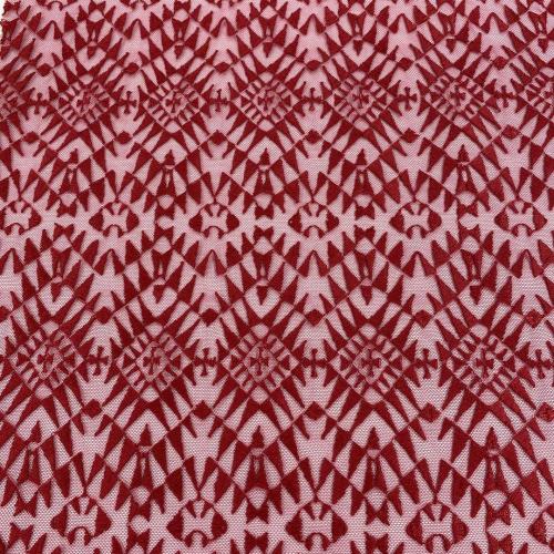 Red Trisngle Pattern Embroidery Fabric On Tone