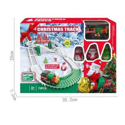 Classic Christmas Electric Railway Train Set with Track and Slot Toys