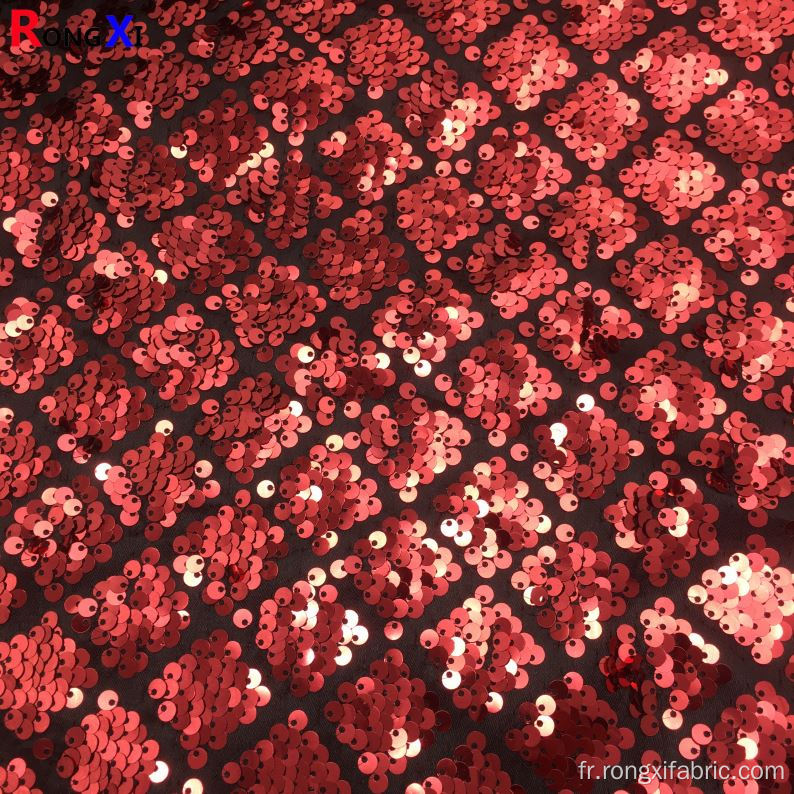 Impression sublime de tissu de paillettes rouges multifonctionnel de 5 mm