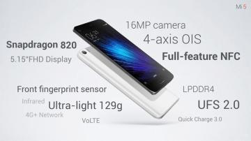XIAOMI MI5 ,32GB ROM, 3GB RAM, 4G,SNAPDRAGON 820.ANDROID 6.0,WHITE comment rank 5