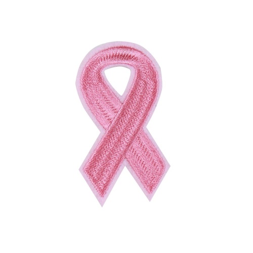 Pink ribbon shape embroidery patches for garment