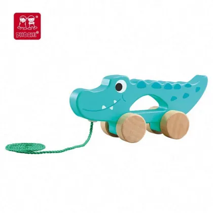 Pull Along Wooden Animal Bead Maze Toy - Forest Crocodile for Kids
