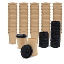 Double coffee Strong Kraft Paper Plastic Lid cups